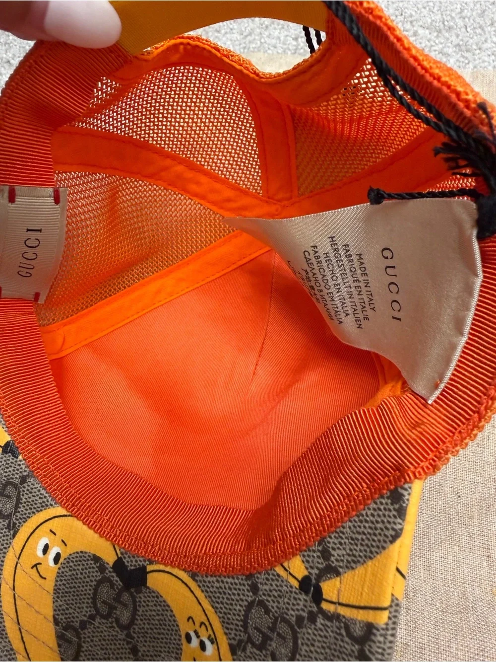 Gucci Kids Brown & Orange Banana-Print Mesh Trucker Hat